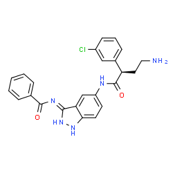 ChemSpider 2D Image | N-(5-{[(2R)-4-Amino-2-(3-chlorophenyl)butanoyl]amino}-1H-indazol-3-yl)benzamide | C24H22ClN5O2