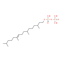 ChemSpider 2D Image | (3R,7R,10E)-3,7,11,15-Tetramethyl-10-hexadecen-1-yl trihydrogen diphosphate | C20H42O7P2
