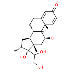ChemSpider 2D Image | (11beta,16alpha)-9-Fluoro-11,17,20,21-tetrahydroxy-16-methylpregna-1,4-dien-3-one | C22H31FO5