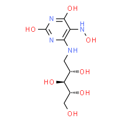 ChemSpider 2D Image | 1-Deoxy-1-{[2,6-dihydroxy-5-(hydroxyamino)-4-pyrimidinyl]amino}-D-ribitol | C9H16N4O7