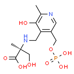 ChemSpider 2D Image | N-({3-Hydroxy-2-methyl-5-[(phosphonooxy)methyl]-4-pyridinyl}methyl)-2-methyl-L-serine | C12H19N2O8P
