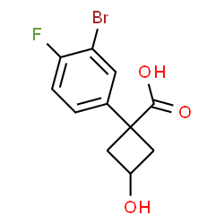 ChemSpider 2D Image | 1-(3-Bromo-4-fluorophenyl)-3-hydroxycyclobutanecarboxylic acid | C11H10BrFO3
