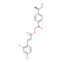 ChemSpider 2D Image | 2-{4-[(2S)-2-Butanyl]phenyl}-2-oxoethyl (2E)-3-(2,4-dichlorophenyl)acrylate | C21H20Cl2O3