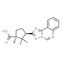 ChemSpider 2D Image | (1S,3R)-1,2,2-Trimethyl-3-([1,2,4]triazolo[1,5-c]quinazolin-2-yl)cyclopentanecarboxylic acid | C18H20N4O2