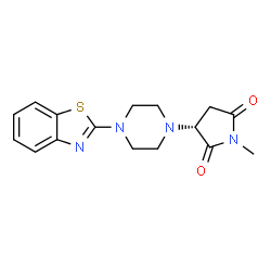 ChemSpider 2D Image | (3R)-3-[4-(1,3-Benzothiazol-2-yl)-1-piperazinyl]-1-methyl-2,5-pyrrolidinedione | C16H18N4O2S