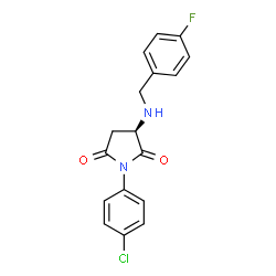 ChemSpider 2D Image | (3R)-1-(4-Chlorophenyl)-3-[(4-fluorobenzyl)amino]-2,5-pyrrolidinedione | C17H14ClFN2O2