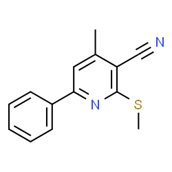 ChemSpider 2D Image | 4-Methyl-2-methylsulfanyl-6-phenyl-nicotinonitrile | C14H12N2S