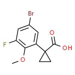 ChemSpider 2D Image | 1-(5-Bromo-3-fluoro-2-methoxyphenyl)cyclopropanecarboxylic acid | C11H10BrFO3