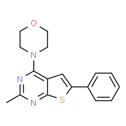 ChemSpider 2D Image | 2-Methyl-4-(4-morpholinyl)-6-phenylthieno[2,3-d]pyrimidine | C17H17N3OS