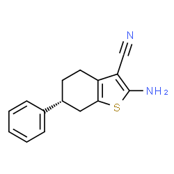 ChemSpider 2D Image | (6R)-2-Amino-6-phenyl-4,5,6,7-tetrahydro-1-benzothiophene-3-carbonitrile | C15H14N2S