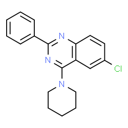 ChemSpider 2D Image | 6-Chloro-2-phenyl-4-(1-piperidinyl)quinazoline | C19H18ClN3