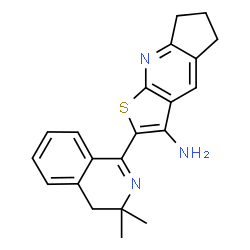 ChemSpider 2D Image | 2-(3,3-Dimethyl-3,4-dihydro-1-isoquinolinyl)-6,7-dihydro-5H-cyclopenta[b]thieno[3,2-e]pyridin-3-amine | C21H21N3S
