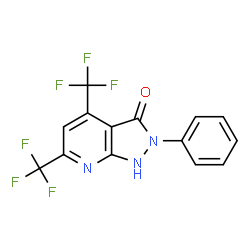 ChemSpider 2D Image | 2-Phenyl-4,6-bis(trifluoromethyl)-1,2-dihydro-3H-pyrazolo[3,4-b]pyridin-3-one | C14H7F6N3O