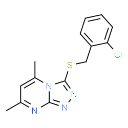 ChemSpider 2D Image | 3-[(2-Chlorobenzyl)sulfanyl]-5,7-dimethyl[1,2,4]triazolo[4,3-a]pyrimidine | C14H13ClN4S