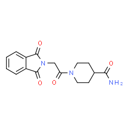 ChemSpider 2D Image | 1-[2-(1,3-dioxoisoindol-2-yl)acetyl]piperidine-4-carboxamide | C16H17N3O4