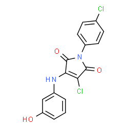 ChemSpider 2D Image | 3-Chloro-1-(4-chlorophenyl)-4-[(3-hydroxyphenyl)amino]-1H-pyrrole-2,5-dione | C16H10Cl2N2O3