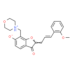 ChemSpider 2D Image | (2Z)-2-[(2E)-3-(2-Methoxyphenyl)-2-propen-1-ylidene]-7-(morpholin-4-ium-4-ylmethyl)-3-oxo-2,3-dihydro-1-benzofuran-6-olate | C23H23NO5
