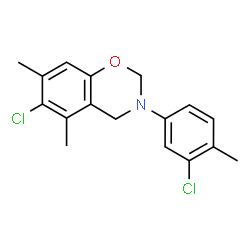 ChemSpider 2D Image | 6-Chloro-3-(3-chloro-4-methylphenyl)-5,7-dimethyl-3,4-dihydro-2H-1,3-benzoxazine | C17H17Cl2NO