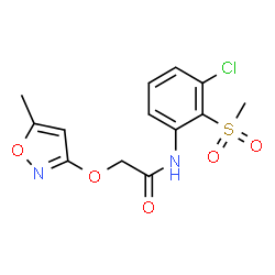 ChemSpider 2D Image | N-[3-Chloro-2-(methylsulfonyl)phenyl]-2-[(5-methyl-1,2-oxazol-3-yl)oxy]acetamide | C13H13ClN2O5S