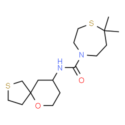 ChemSpider 2D Image | 7,7-Dimethyl-N-(6-oxa-2-thiaspiro[4.5]dec-9-yl)-1,4-thiazepane-4-carboxamide | C16H28N2O2S2