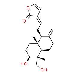 ChemSpider 2D Image | (3Z)-3-{2-[(1S,4aR,5R,6S,8aR)-6-Hydroxy-5-(hydroxymethyl)-5,8a-dimethyl-2-methylenedecahydro-1-naphthalenyl]ethylidene}-2(3H)-furanone | C20H28O4