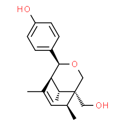 ChemSpider 2D Image | 4-[(1S,2S,5S,6S,9R)-5-(Hydroxymethyl)-6,8,9-trimethyl-3-oxabicyclo[3.3.1]non-7-en-2-yl]phenol | C18H24O3