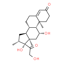 ChemSpider 2D Image | (9beta,10alpha,11alpha,13alpha,16alpha)-11,17,21-Trihydroxy-16-methylpregn-4-ene-3,20-dione | C22H32O5