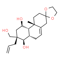 ChemSpider 2D Image | (4a'S,4b'S,5'R,7'S,8'R,8a'S)-7'-Allyl-7'-(hydroxymethyl)-4a'-methyl-3',4',4a',4b',5',6',7',8',8a',9'-decahydro-1'H-spiro[1,3-dioxolane-2,2'-phenanthrene]-5',8'-diol | C21H32O5