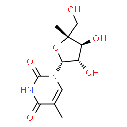 ChemSpider 2D Image | 5-Methyl-1-(4-methyl-beta-D-arabinofuranosyl)-2,4(1H,3H)-pyrimidinedione | C11H16N2O6