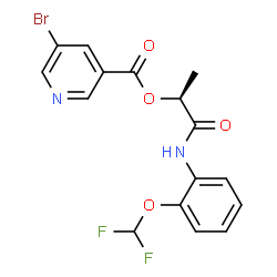 ChemSpider 2D Image | (2S)-1-{[2-(Difluoromethoxy)phenyl]amino}-1-oxo-2-propanyl 5-bromonicotinate | C16H13BrF2N2O4