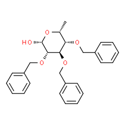 ChemSpider 2D Image | 2,3,4-Tri-O-benzyl-6-deoxy-beta-D-idopyranose | C27H30O5
