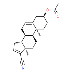 ChemSpider 2D Image | (3alpha,8alpha,10alpha,13alpha)-17-Cyanoandrosta-5,16-dien-3-yl acetate | C22H29NO2