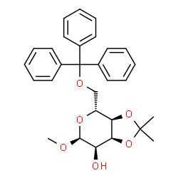 ChemSpider 2D Image | Methyl 3,4-O-isopropylidene-6-O-trityl-alpha-D-allopyranoside | C29H32O6