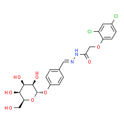 ChemSpider 2D Image | 2-(2,4-Dichlorophenoxy)-N'-{(E)-[4-(alpha-L-talopyranosyloxy)phenyl]methylene}acetohydrazide | C21H22Cl2N2O8