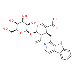 ChemSpider 2D Image | (2R,3S,4S)-4-(9H-beta-Carbolin-1-ylmethyl)-2-(beta-L-talopyranosyloxy)-3-vinyl-3,4-dihydro-2H-pyran-5-carboxylic acid | C26H28N2O9