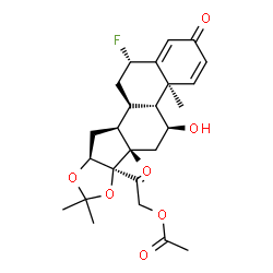 ChemSpider 2D Image | 2-[(4aS,4bR,5S,6aS,6bR,9aS,10aS,10bR,12S)-12-Fluoro-5-hydroxy-4a,6a,8,8-tetramethyl-2-oxo-2,4a,4b,5,6,6a,9a,10,10a,10b,11,12-dodecahydro-6bH-naphtho[2',1':4,5]indeno[1,2-d][1,3]dioxol-6b-yl]-2-oxoethy
l acetate | C26H33FO7