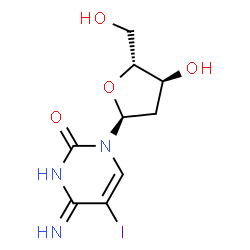 ChemSpider 2D Image | 4-Amino-1-(2-deoxy-alpha-D-erythro-pentofuranosyl)-5-iodo-2(1H)-pyrimidinone | C9H12IN3O4