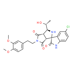 ChemSpider 2D Image | (3R,3'S,3a'S,6a'R)-5-Chloro-5'-[2-(3,4-dimethoxyphenyl)ethyl]-3'-[(1R)-1-hydroxyethyl]-3a',6a'-dihydro-2'H-spiro[indole-3,1'-pyrrolo[3,4-c]pyrrole]-2,4',6'(1H,3'H,5'H)-trione | C25H26ClN3O6