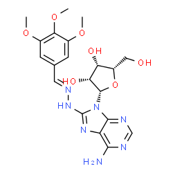 ChemSpider 2D Image | 9-(beta-L-Lyxofuranosyl)-8-[(2E)-2-(3,4,5-trimethoxybenzylidene)hydrazino]-9H-purin-6-amine | C20H25N7O7