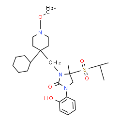 ChemSpider 2D Image | (4S)-3-[(4-Cyclohexyl-1-ethoxy-4-piperidinyl)methyl]-1-(2-hydroxyphenyl)-4-(isopropylsulfonyl)-4-methyl-2-imidazolidinone | C27H43N3O5S