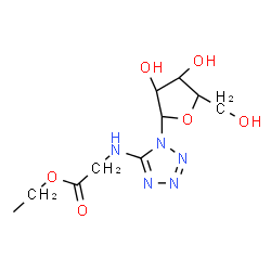 ChemSpider 2D Image | Ethyl N-[1-(alpha-D-arabinofuranosyl)-1H-tetrazol-5-yl]glycinate | C10H17N5O6