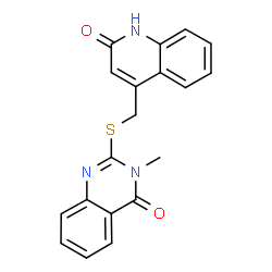 ChemSpider 2D Image | 3-Methyl-2-{[(2-oxo-1,2-dihydro-4-quinolinyl)methyl]sulfanyl}-4(3H)-quinazolinone | C19H15N3O2S