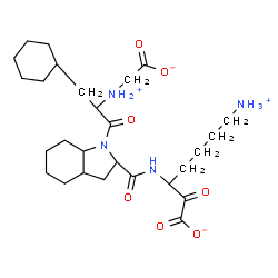 ChemSpider 2D Image | (3S)-7-Ammonio-3-({[(2S,3aR,7aR)-1-{(2R)-2-[(carboxylatomethyl)ammonio]-3-cyclohexylpropanoyl}octahydro-1H-indol-2-yl]carbonyl}amino)-2-oxoheptanoate (non-preferred name) | C27H44N4O7