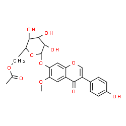 ChemSpider 2D Image | 3-(4-Hydroxyphenyl)-6-methoxy-4-oxo-4H-chromen-7-yl 6-O-acetyl-beta-D-talopyranoside | C24H24O11