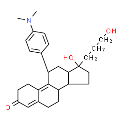 ChemSpider 2D Image | (8R,11S,13S,14R,17S)-11-[4-(Dimethylamino)phenyl]-17-hydroxy-17-(3-hydroxypropyl)-13-methyl-1,2,6,7,8,11,12,13,14,15,16,17-dodecahydro-3H-cyclopenta[a]phenanthren-3-one (non-preferred name) | C29H39NO3