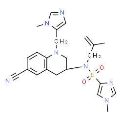 ChemSpider 2D Image | N-{(3S)-6-Cyano-1-[(1-methyl-1H-imidazol-5-yl)methyl]-1,2,3,4-tetrahydro-3-quinolinyl}-1-methyl-N-(2-methyl-2-propen-1-yl)-1H-imidazole-4-sulfonamide | C23H27N7O2S