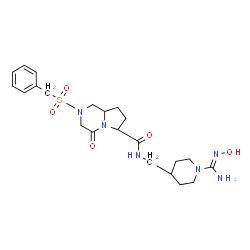 ChemSpider 2D Image | (6R,8aR)-2-(Benzylsulfonyl)-N-{[1-(N'-hydroxycarbamimidoyl)-4-piperidinyl]methyl}-4-oxooctahydropyrrolo[1,2-a]pyrazine-6-carboxamide | C22H32N6O5S
