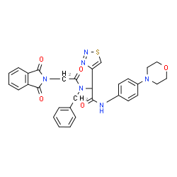 ChemSpider 2D Image | N-Benzyl-2-(1,3-dioxo-1,3-dihydro-2H-isoindol-2-yl)-N-[(1S)-2-{[4-(4-morpholinyl)phenyl]amino}-2-oxo-1-(1,2,3-thiadiazol-4-yl)ethyl]acetamide | C31H28N6O5S