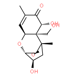 ChemSpider 2D Image | (2alpha,3alpha,5alpha,6beta,7beta,11beta,12R)-3,7,15-Trihydroxy-12,13-epoxytrichothec-9-en-8-one | C15H20O6