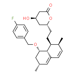 ChemSpider 2D Image | (4R,6R)-6-(2-{(1S,2S,6R,8S,8aR)-8-[(4-Fluorobenzyl)oxy]-2,6-dimethyl-1,2,6,7,8,8a-hexahydro-1-naphthalenyl}ethyl)-4-hydroxytetrahydro-2H-pyran-2-one | C26H33FO4